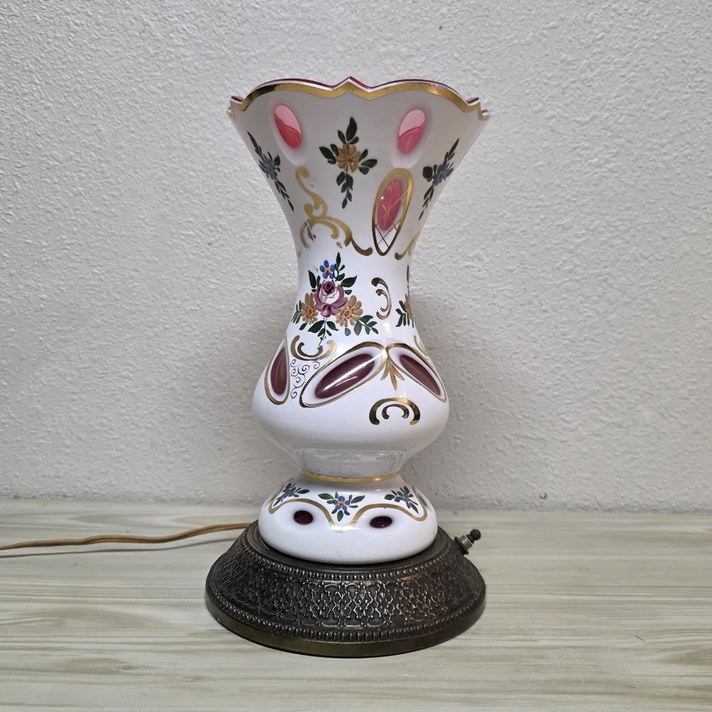 Vintage Bohemian Czech Glass Vintage Lamp